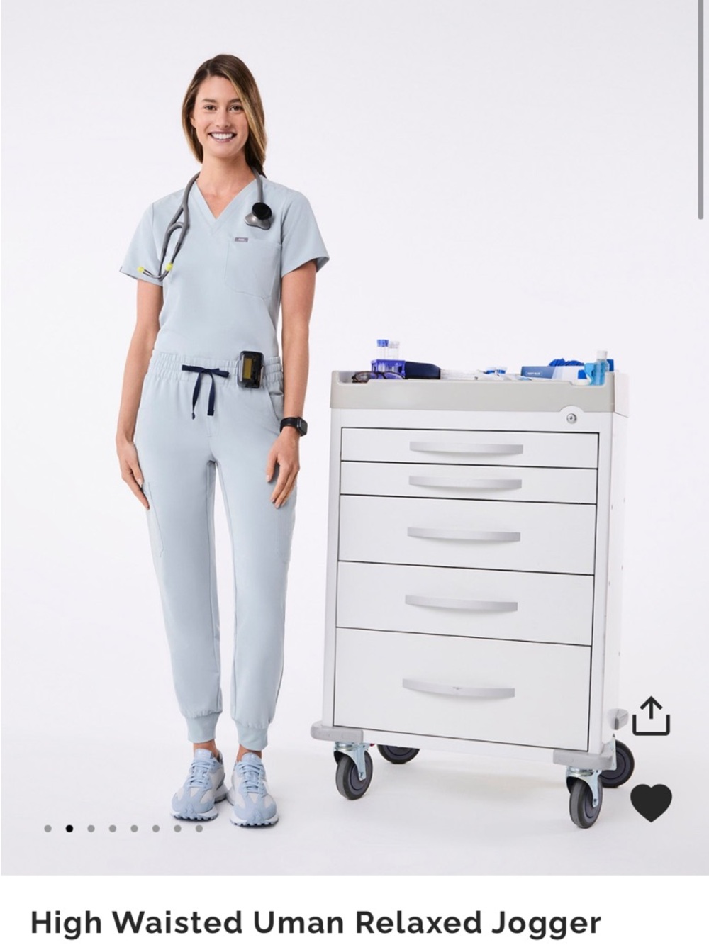 Figs Dusty Blue High Waisted Uman Relaxed Jogger Scrub bottoms Size Small